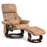 Mcombo Recliner with Ottoman Reclining Chair with Massage and Lumbar Pillow, 360 Degree Swivel Wood Base, Faux Leather 9068