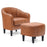 Mcombo Accent Club Chair, Barrel Chair with Ottoman, Faux Leather Arm Chair for Living Room Bedroom, Small Space 4022