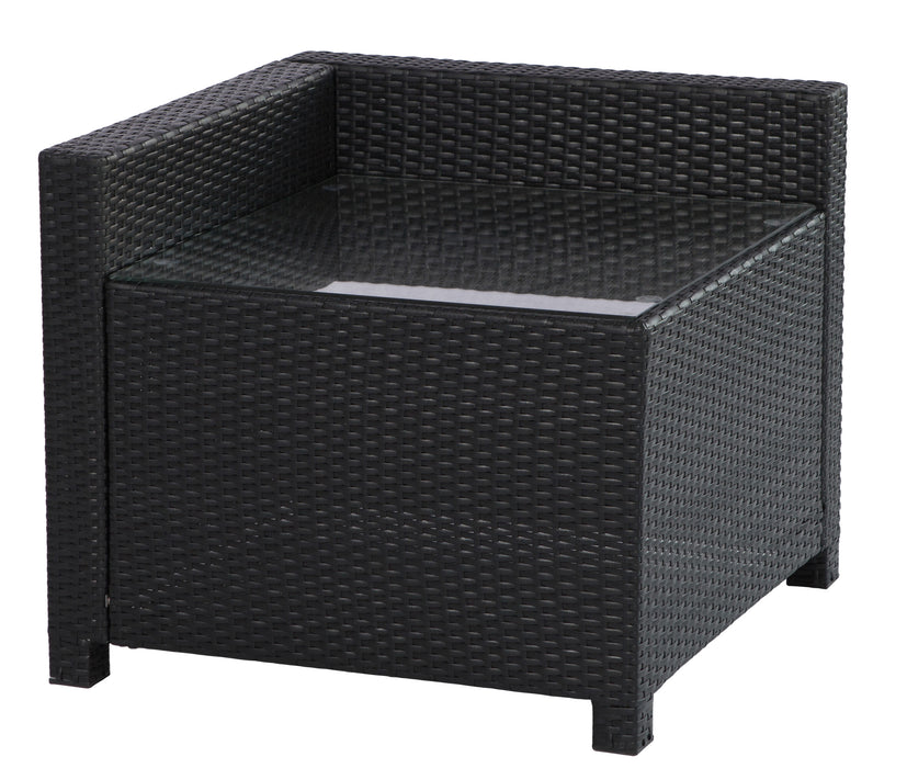 MCombo Outdoor Patio Black Wicker Furniture Sectional Set All-Weather Resin Rattan Chair with Water Resistant Cushion Covers 6080-DIY-BL