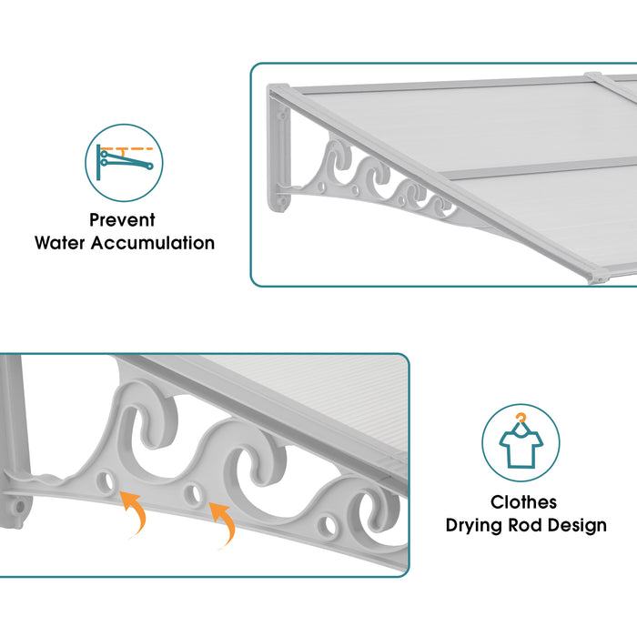 MCombo Window Awnings, Polycarbonate Awnings for Doors, Outdoor Patio Canopy Cover AW404/AW408