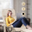 Mcombo Recliner with Ottoman Reclining Chair with Massage and Lumbar Pillow, 360 Degree Swivel Wood Base, Faux Leather 9068