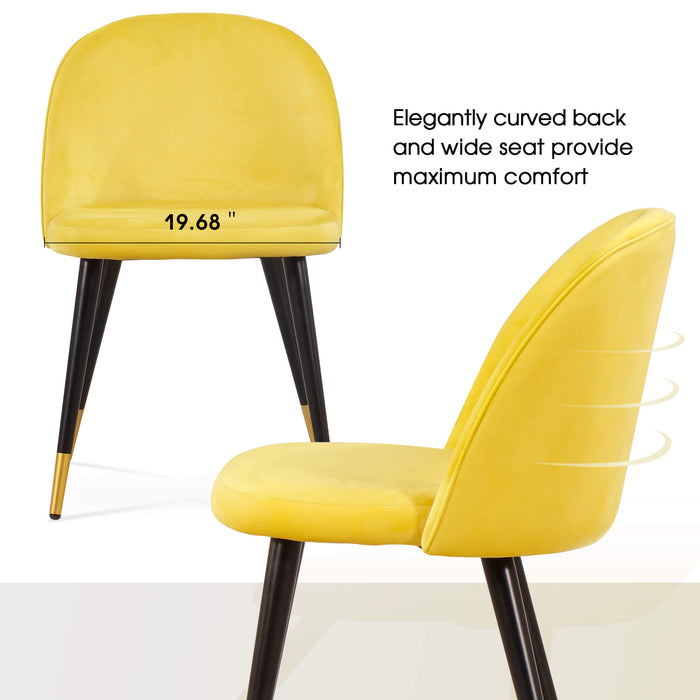 Mcombo Velvet Dining Chairs Set of 2, Soft Tufted Modern Living Room Chairs Upholstered Accent Chairs Baby Blue Armless Chairs with Gold-Finished Metal Legs 6090-GD923