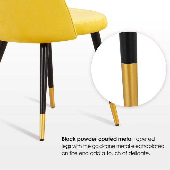 Mcombo Velvet Dining Chairs Set of 2, Soft Tufted Modern Living Room Chairs Upholstered Accent Chairs Baby Blue Armless Chairs with Gold-Finished Metal Legs 6090-GD923