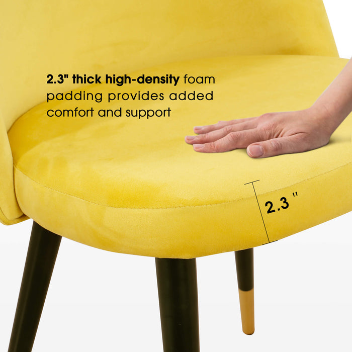 Mcombo Velvet Dining Chairs Set of 2, Soft Tufted Modern Living Room Chairs Upholstered Accent Chairs Baby Blue Armless Chairs with Gold-Finished Metal Legs 6090-GD923