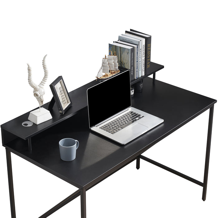 Computer Desk for Home Office with Storage Shelf, 47'' Modern Study Writing Desk, Simple Black Gaming Desk for Small Space 6090-KM201BK