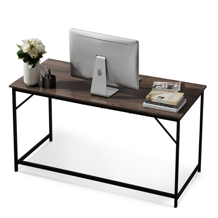 Lage Computer Desk, Modern Writing Desk for Home Office, Simple Wooden Study Desk, 55inch Laptop PC Table for Living Room, Gaming Computer Desk with Black Metal Frame 6090-SINGLE-BR55 6090-SINGLE-YBR55