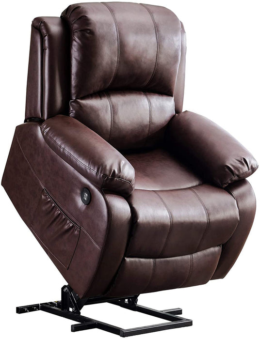 MCombo Small Power Lift Recliner Chair with Massage and Heat for Petite Elderly People, 3 Positions, USB Ports, Faux Leather 7409