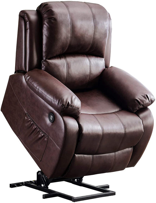 Mcombo Small Power Lift Recliner Chair with Massage and Heat for Petite Elderly People, 3 Positions, USB Ports, Faux Leather 7409