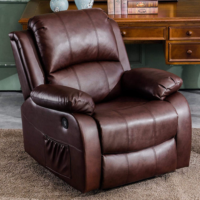 MCombo Small Power Lift Recliner Chair with Massage and Heat for Petite Elderly People, 3 Positions, USB Ports, Faux Leather 7409