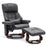 Mcombo Recliner with Ottoman Reclining Chair with Massage and Lumbar Pillow, 360 Degree Swivel Wood Base, Faux Leather 9068