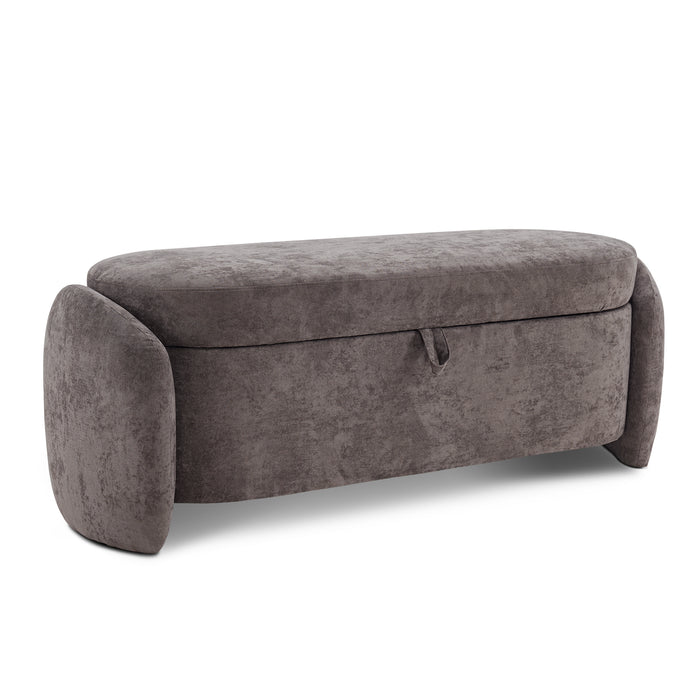 Faux suede ottoman storage bench deals