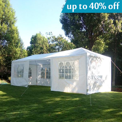MCombo 10'x30' White Canopy Party Outdoor Gazebo Wedding Tent Removable Walls