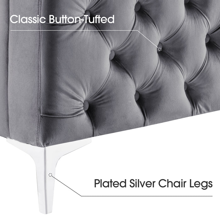 Mcombo Velvet Accent Club Chair, Upholstered Tufted Button Single Sofa Chair, with Silver Metal Legs, Modern Armchair for Living Room Bedroom 4066