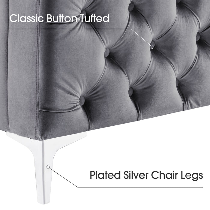 MCombo Velvet Accent Club Chair, Upholstered Tufted Button Single Sofa Chair, with Silver Metal Legs, Modern Armchair for Living Room Bedroom 4066