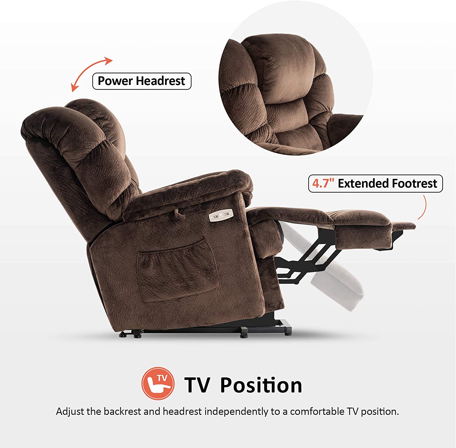 extended footrest and adjustable headrest 
