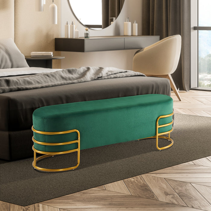 MCombo Ottoman Bench, Velvet Upholstered Footstool, Bed End Benches for Living Room Bedroom W475