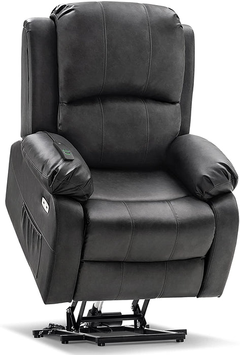 MCombo Small Power Lift Recliner Chair with Massage and Heat for Petite Elderly People, 3 Positions, USB Ports, Faux Leather 7409