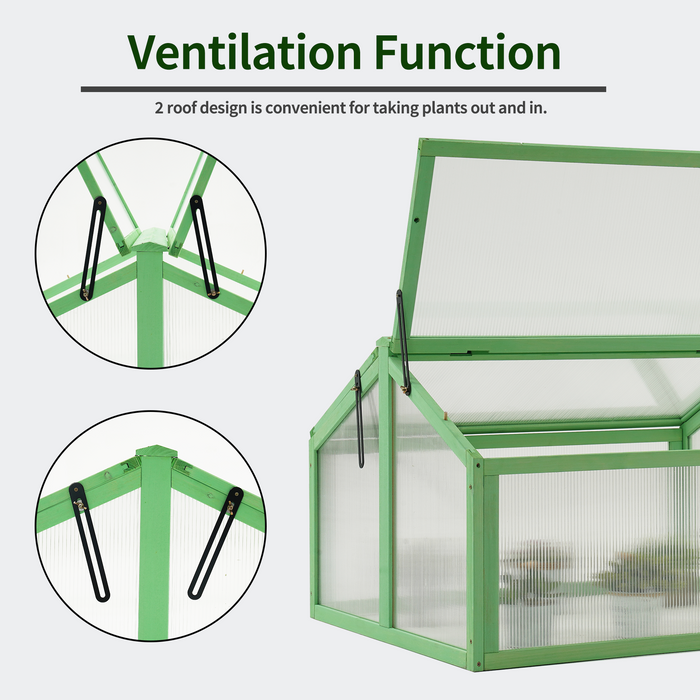 MCombo Double Box Wooden Greenhouse Cold Frame Raised Plants Bed Protection 6057-0145