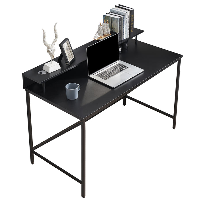 Computer Desk for Home Office with Storage Shelf, 47'' Modern Study Writing Desk, Simple Black Gaming Desk for Small Space 6090-KM201BK