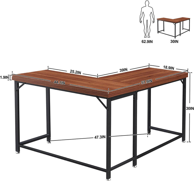 Mcombo Gaming Table Corner Desk L-Shaped Desk Computer Desk for Home Office 6090-NOVAS-BRONZE/99BK/99LB