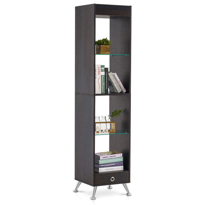 Mcombo tall bookshelf for small spaces, narrow bookcase with adjustabl —  MCombo