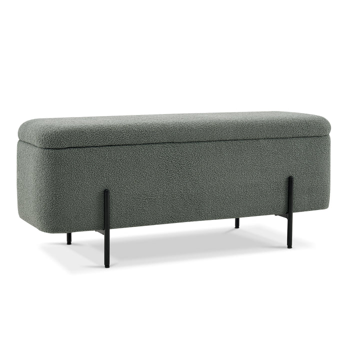 Mcombo Storage Ottoman Bench, Teddy Fabric Upholstered Footstool with  Storage Space, Bed End Bench for Bedroom, Living room, Entryway W709