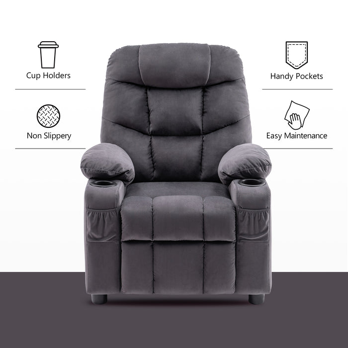 MCombo Big Kids Recliner Chair with Cup Holders for Boys and Girls Room, 2 Side Pockets, 3+ Age Group,Velvet Fabric 7355/7366