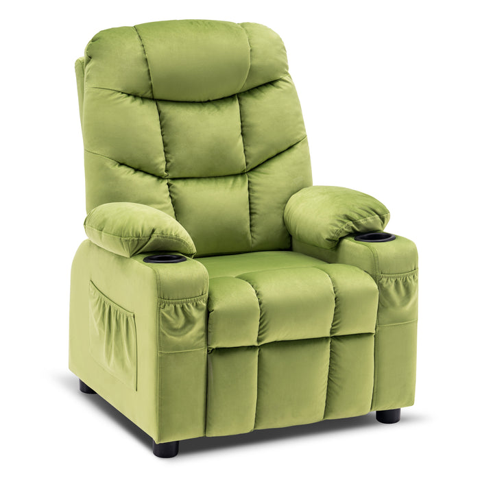 MCombo Big Kids Recliner Chair with Cup Holders for Boys and Girls Room, 2 Side Pockets, 3+ Age Group,Velvet Fabric 7355/7366