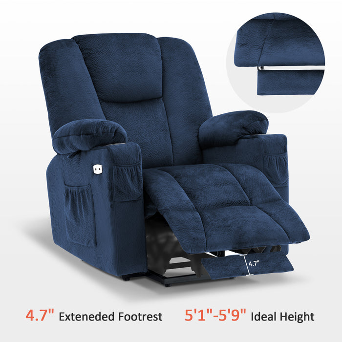 Mcombo Electric Power Lift Recliner Chair with Extended Footrest for Elderly People, 3 Positions, Hand Remote Control, Lumbar Pillow, 2 Cup Holders, USB Ports, 2 Side Pockets, Fabric 7507