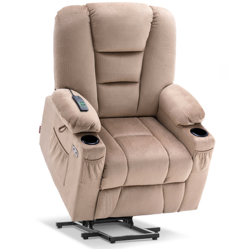 MCombo Small Power Lift Recliner Chair with Massage and Heat for Elderly People, Fabric 7569