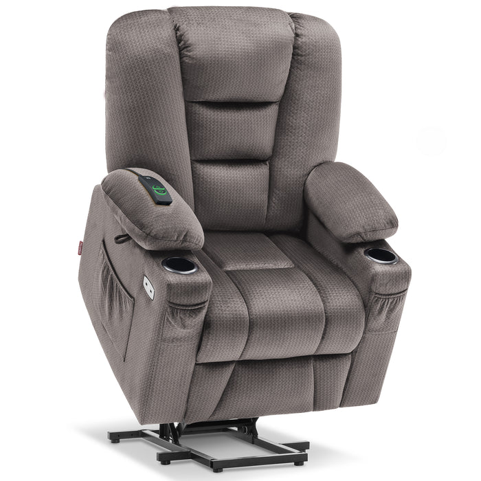 MCombo Small Power Lift Recliner Chair with Massage and Heat for Elderly People, Fabric 7569