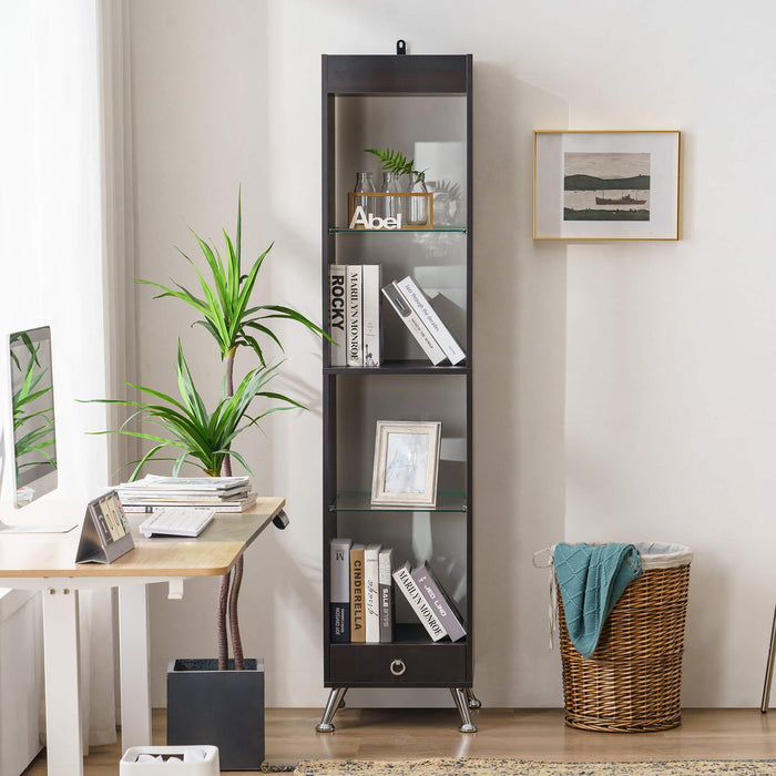 Mcombo tall bookshelf for small spaces, narrow bookcase with adjustabl —  MCombo