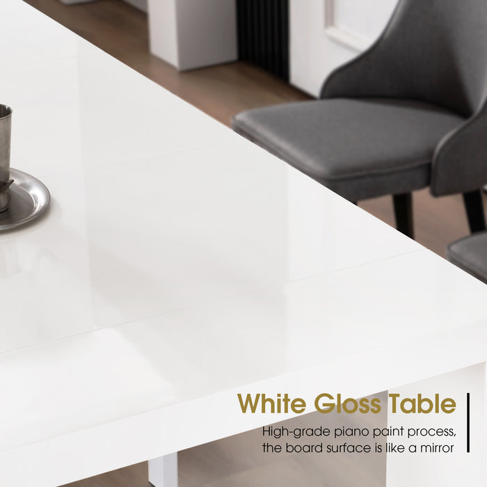 Extendable white sales gloss table