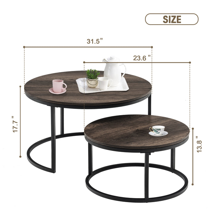 Modern Round Nesting Coffee Table Sets, with 31.5 in White Faux Marble Top and Gold Metal Legs, Accent Wooden Stacking Side Tea Table for Living Room(6090-Eagle-GS32/6090-Eagle-ML32/6090-Eagle-VB32)