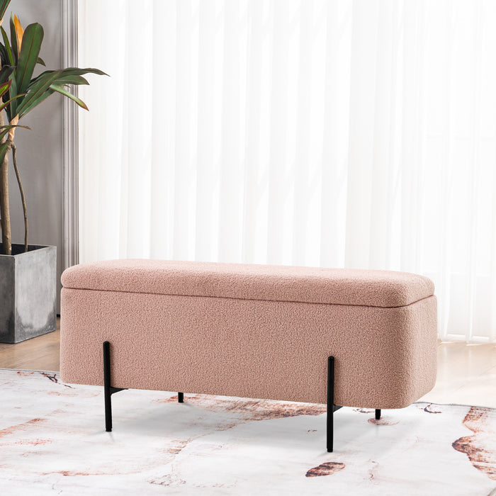 Velvet Storage Ottoman Bench Foot Rest Footstool End of Bed Storage Seat  Pink