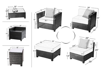 Patio Wicker Furniture Sectional Set, 6080-DIY-RD