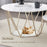 Round Coffee Table Set of 2, End Tables for Living Room, 31.5in and 23.6in Modern Minimalist Tea Tables, Tempered Glass Accent Tabletop with Gold Metal Frame Legs (6090-DIAMON-S86GL/WG)