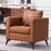 Mcombo Modern Accent Chair, Club Armchair with Metal Legs, Faux Leather Single Sofa Chairs for Living Room Bedroom Office LW654