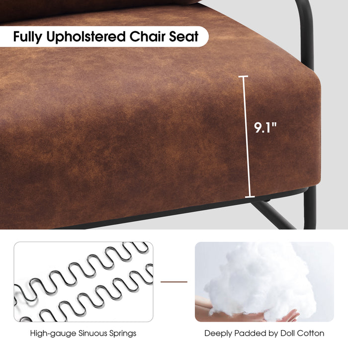 Mcombo Modern Accent Chairs, Armchair with Extra-Thick Cushion, Bronzing Fabric Upholstered Lounge Sofa Chairs for Living Room Bedroom HQ102