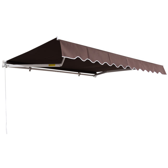 MCombo 12x10 FT Manual Retractable Patio Window Awning Commercial Grade - Quality 100% 280G Polyester Sunshade Shelter Outdoor Canopy Aluminum Frame