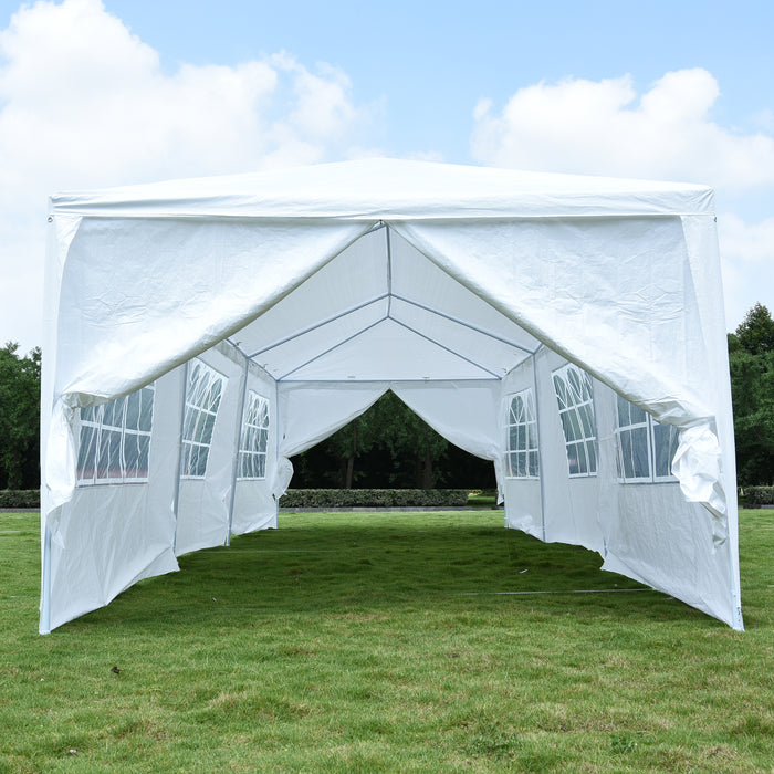 MCombo 10x30 Feet Outdoor Canopy Tent Wedding Party Waterproof Gazebo Pavilion with Removable Sidewalls 6052-T1030W-5pc (10‘x30’-5pc with Metal Connector)