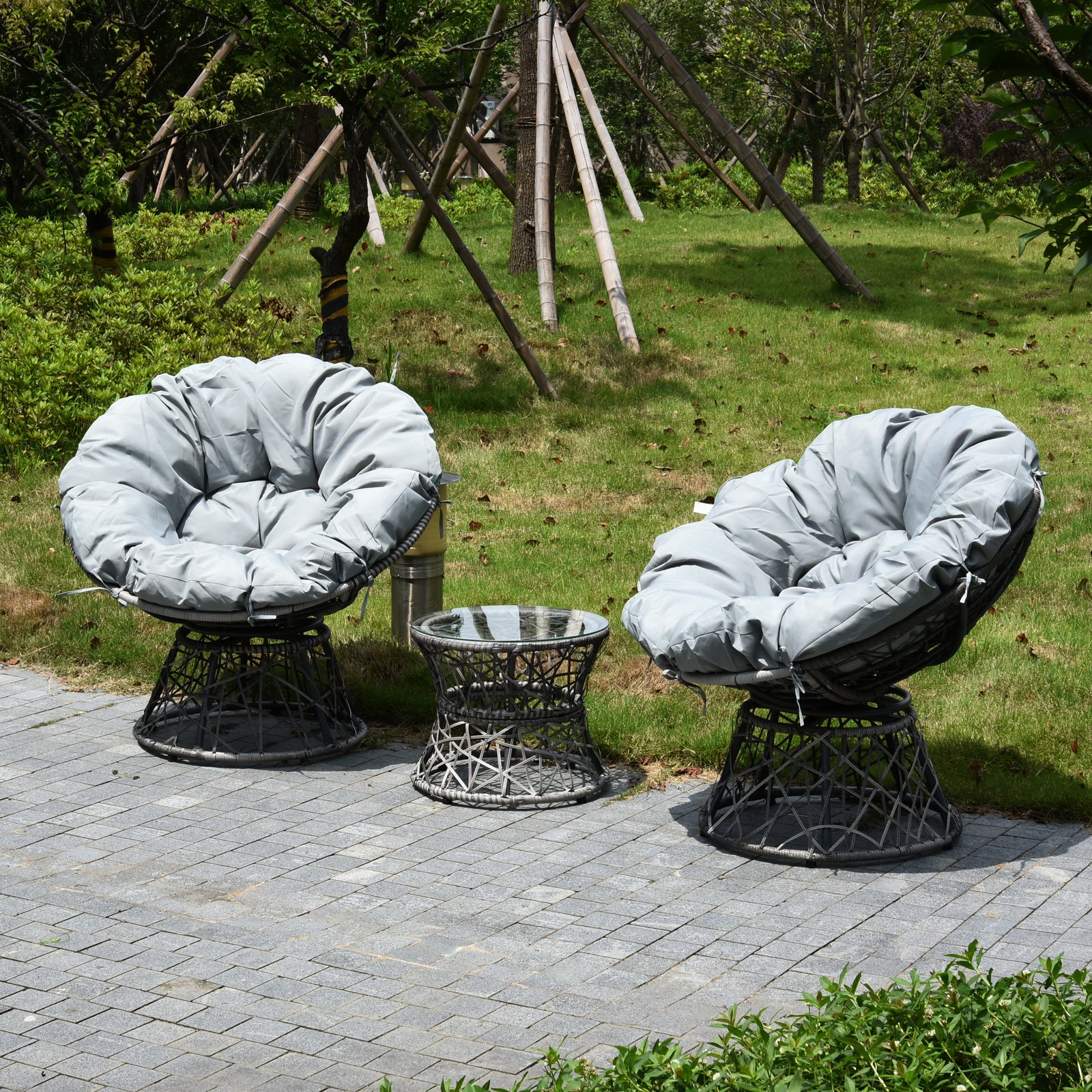 Patio Furniture Sectional Set, Wicker Papasan Chair, PC03