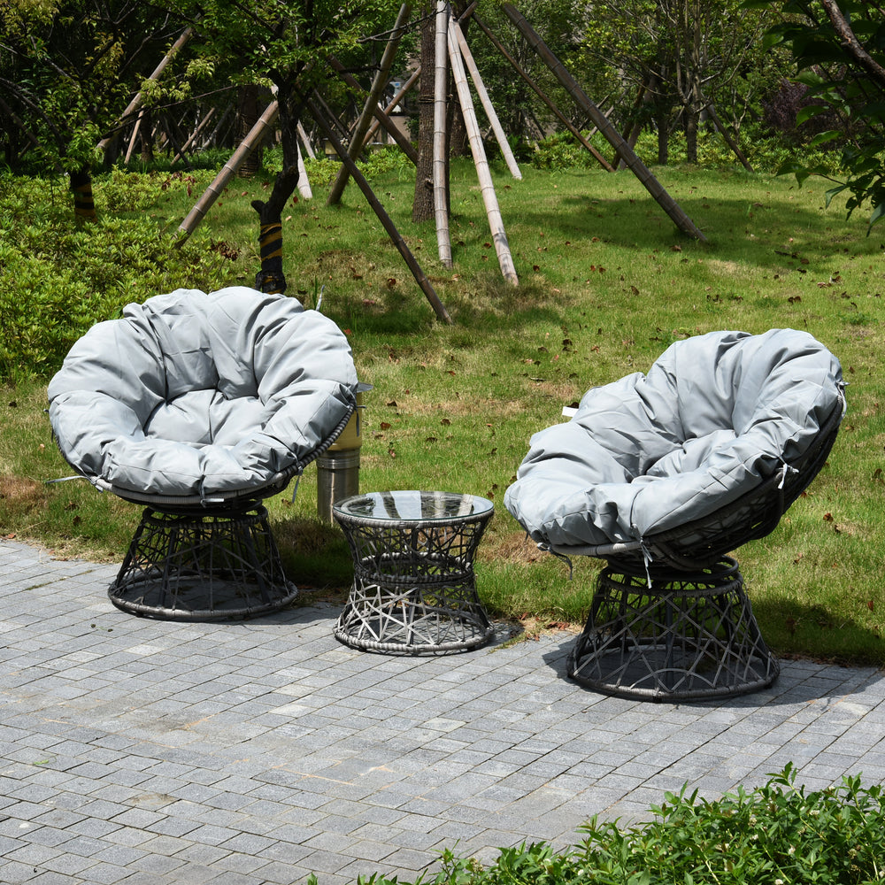 MCombo Patio Furniture Sectional Set Wicker Papasan Chair with Cushion and Frame Base Outdoor Indoor,Dorm for 2 Person 6081-PC03-EY
