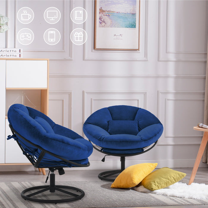 Mcombo Swivel Papasan Chairs, Gas Lift Cozy Chair with Height Adjustment, Velvet Rocking Saucer Chair for Living Room Bedroom HQ405