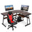 Office Desk Corner L Shaped Workstation Laptop Table with Keyboard Tray and CPU Stand,MFB Black/Brown 6090-7112BR