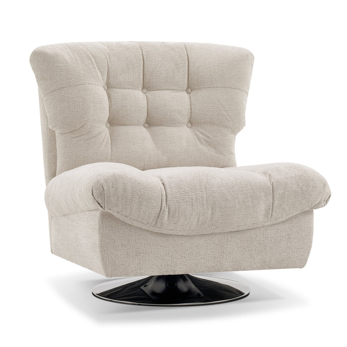 Mcombo Modern Swivel Accent Chairs, Button-Tufted Slipper Chair, Chenille Upholstered Wingback Leisure Sofa Chair for Living Room Bedroom LW753