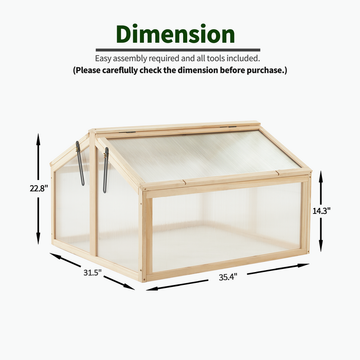 MCombo Double Box Wooden Greenhouse Cold Frame Raised Plants Bed Protection 6057-0145