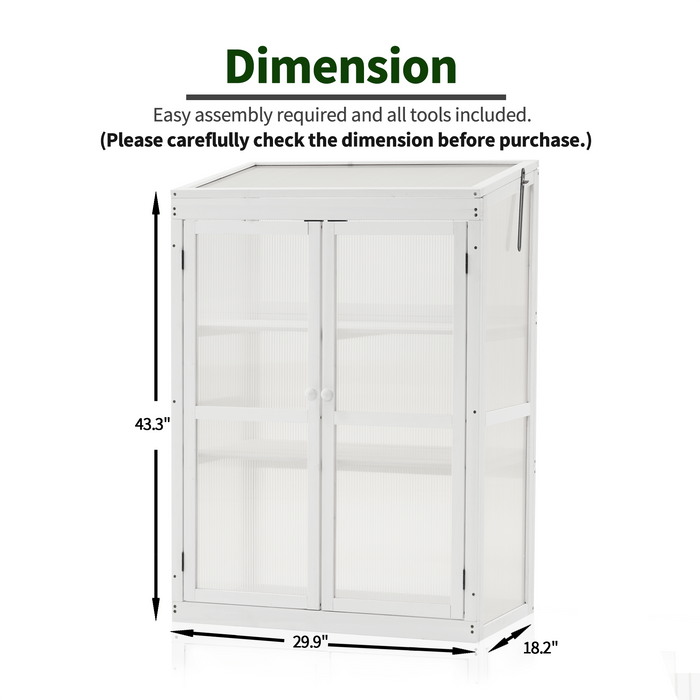 MCombo Greenhouse Wooden Cold Frame Greenhouse, Garden Portable Mini Greenhouse Cabinet, Raised Flower Planter Shelf Protection for Outdoor Indoor Use, 0760