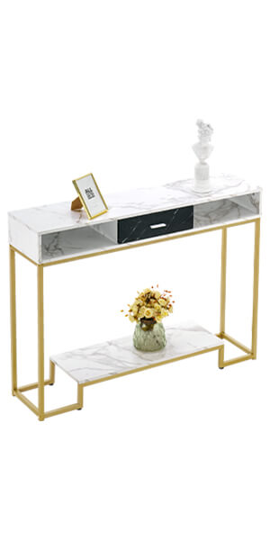 MCombo Console Table with Drawers, Gold Entryway Table with Shoe Storage, Narrow Long Sofa Tables for Living Room, Bedroom, Kitchen, Foyer, Hallway Table 6090-CONS-81DWG