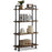 Mcombo Industrial Bookshelf Wood & Metal Bookcase, Rustic Plant Shelf Storage Rack Vintage Kitchen Shelves, Wide Modern Open Display Shelf Heavy Duty Pipe Book Cases Farmhouse Etagere BS505/404/303BLK